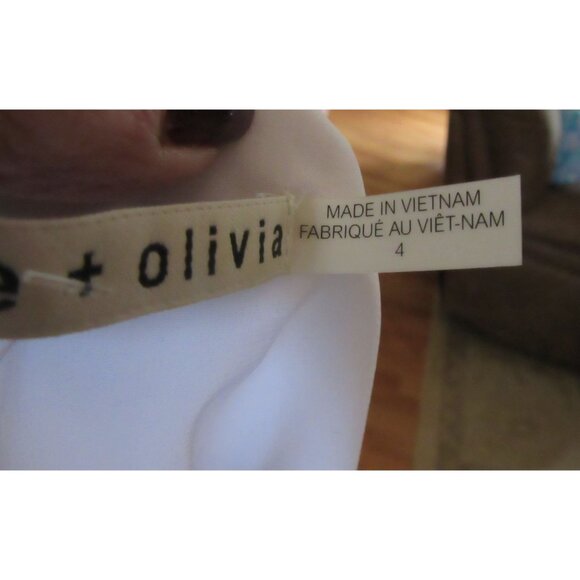 New w Tags, Alice + Olivia Emilee White Dress With Black Trim Size 4 - Picture 7 of 8